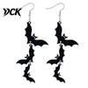 Lightweight Bat Pumpkin Skeleton Dangle Jewelry 1 Pair Halloween Earrings for Women, Acrylic Gothic Earrings, Creative Printed Spooky Drop Party