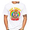 Cute Rainbow 3D Cat Print T Shirt Men Summer Not Today Satan Letters Animal Tshirt Short Sleeve Harajuku Tshirt White Tee Tops