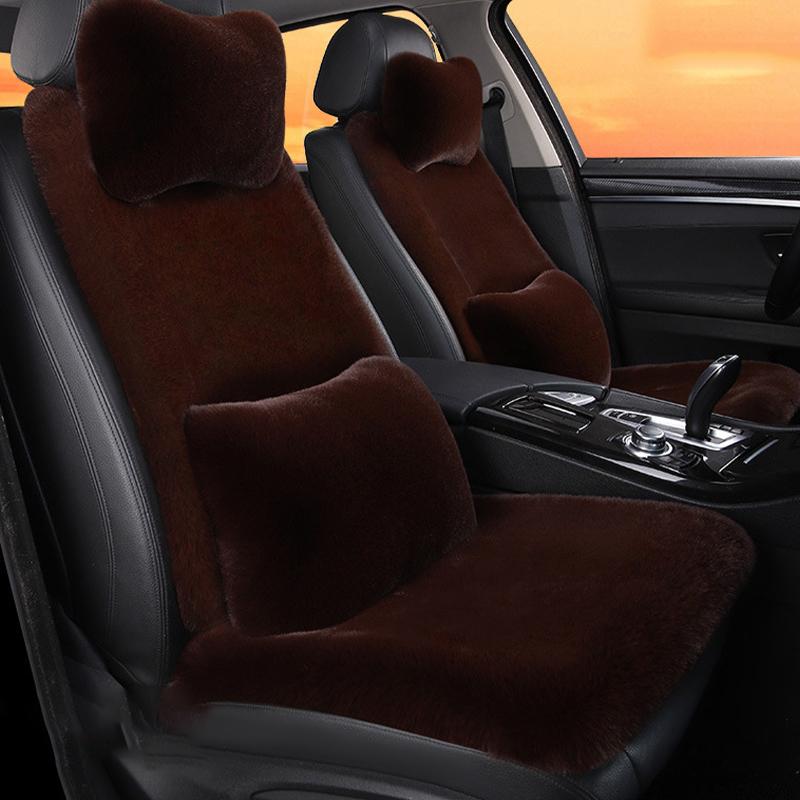 New Winter Car Plush Seat Cushion Heart Shaped Head Pillow Neck Pillow Waist Support Cushion Thickened Warm Universal Seat Cover