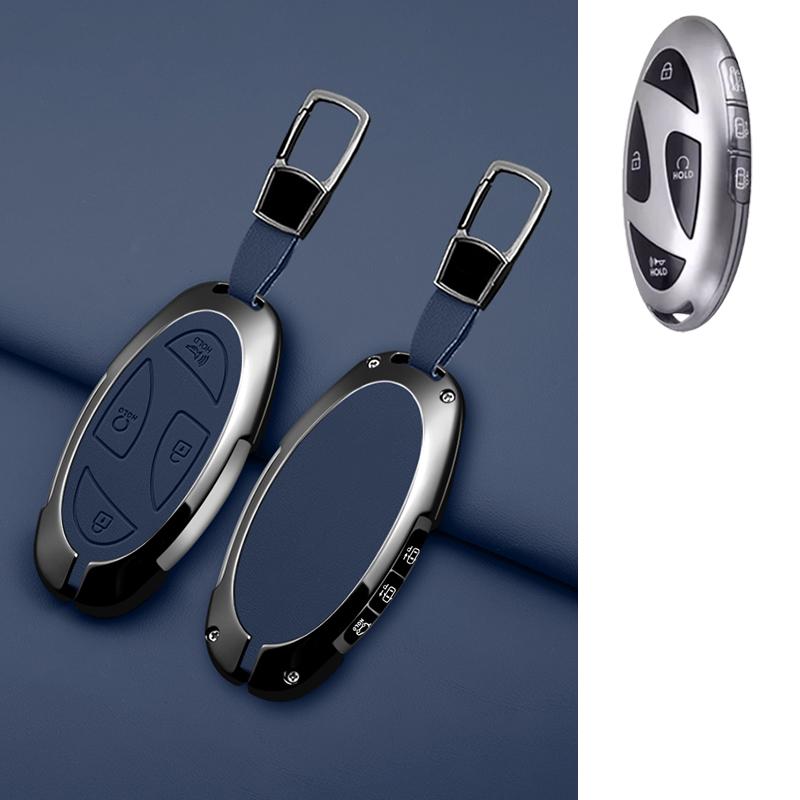 5 7 Button Zinc Alloy Leather Car Key Case For Hyundai Kona Ev Grandeur Gn7 Ioniq 6 Car Key Fob Case Accessories