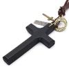 Metal Tags Wood Cross Necklace Religious Crucifix Pendant Chain Handmade Cross Necklace  Women