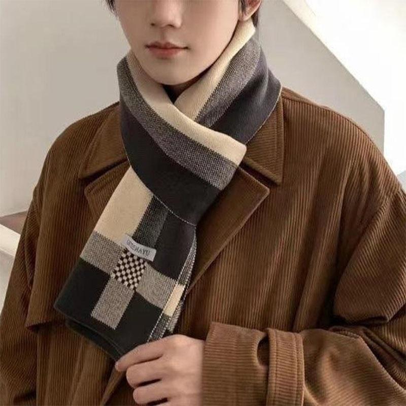 New Winter Men Scarf Keep Warm Scarf Casual Fashion Brand Designers Knit Neckerchief Patchwork Wool Cashmere Scarf Shawl Wrap