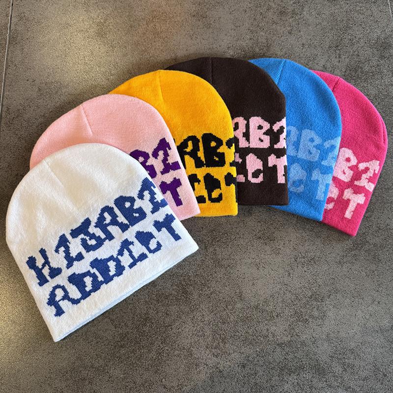 Acrylic Knit Hat For Men Women Fall Winter Warm Letter Pattern Beanie