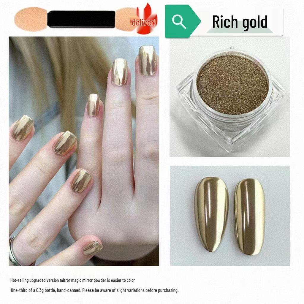 Metallic Fairy Magic Mirror Nail Art Powder - Gold & Silver Highlighter