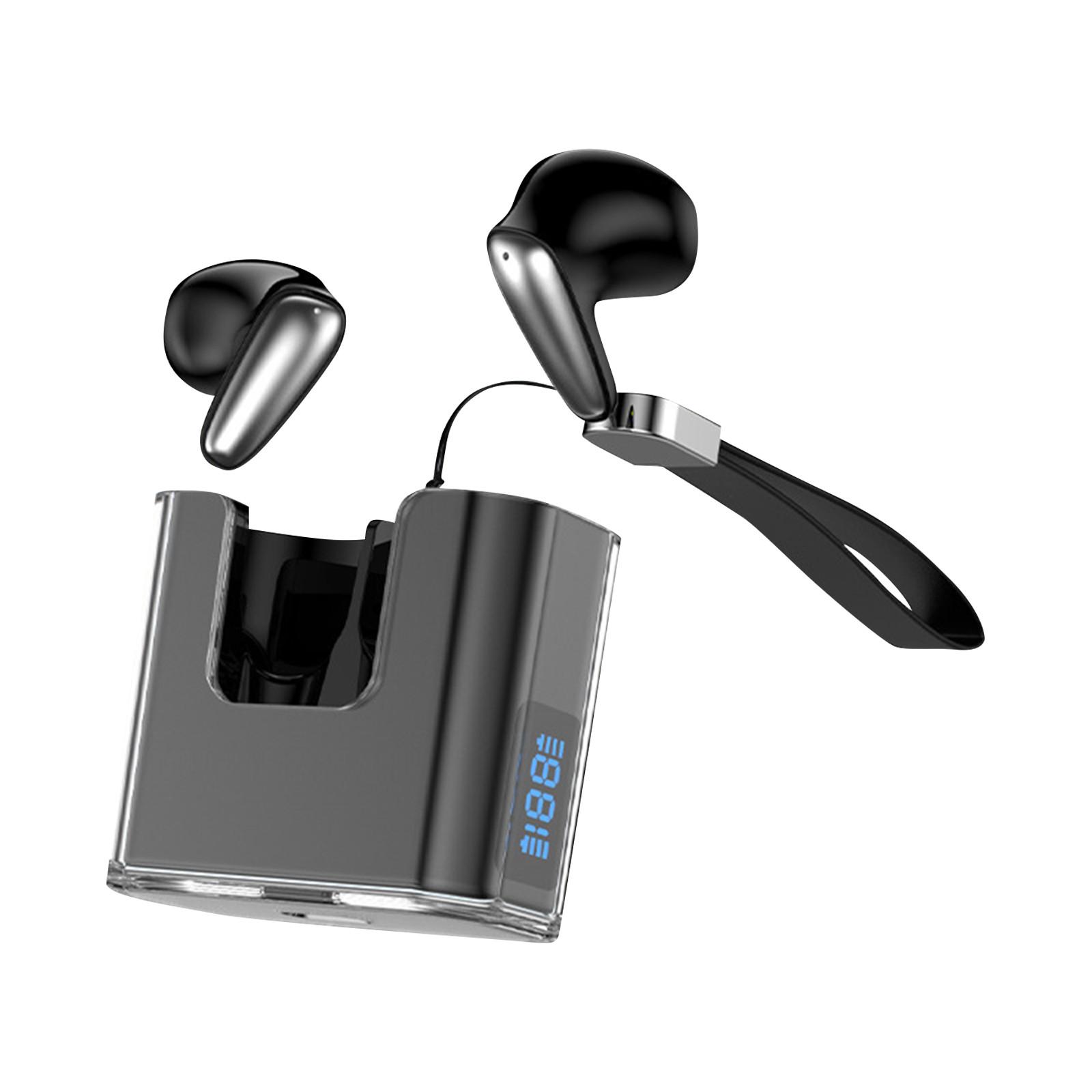 

Bluetooth-наушники-вкладыши со светодиодным дисплеем питания, чехол для зарядки, наушники-вкладыши с микрофоном для телефона и компьютера One Size чёрный