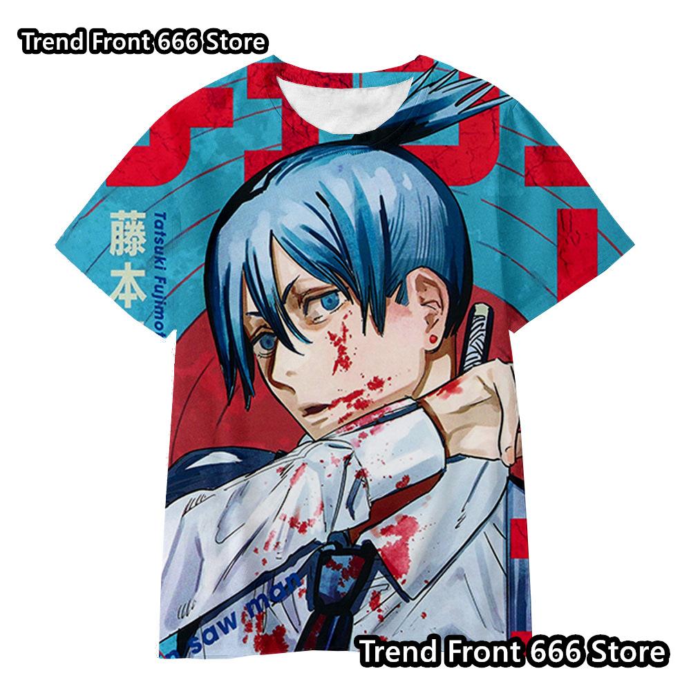 Chainsaw Man Anime 3d Prited Tops Boys Tshirt Girls Tshirts Children's Short Sleeve T-shirt Child Casual Clothes 4-14 Years
