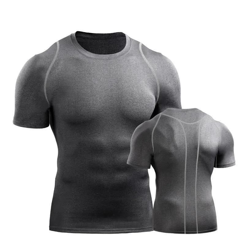 

Футболка для фитнеса, мужская спортивная рубашка с коротким рукавом, эластичные футболки для бега, дышащий повседневный быстросохнущий топ, однотонные летние колготки XL