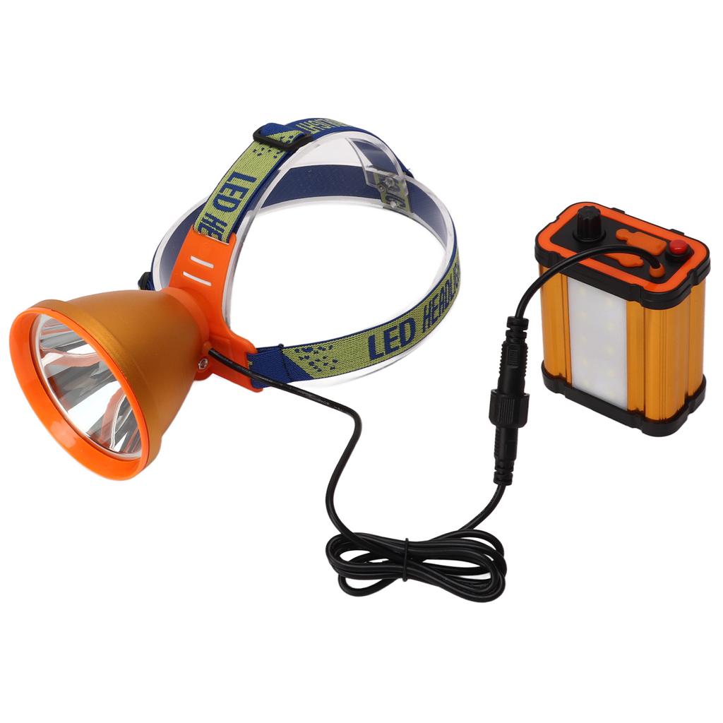 Mining Headlamp Strong Light Rechargeable LED Safety Mining Headlight with 12000mAh Lithium Battery US Plug 100V‑240V