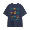 Comfortable Loose Fit Drop Shoulder Letter Print Short Sleeve T-Shirt Men Tops Deep-Navy-Blue AHSV365-5
