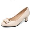 Middle Heel Women's Single Shoes Comfortable Non-slip Work Shoes Thick Heel Shallow Mouth Versatile Women's Leather Shoes