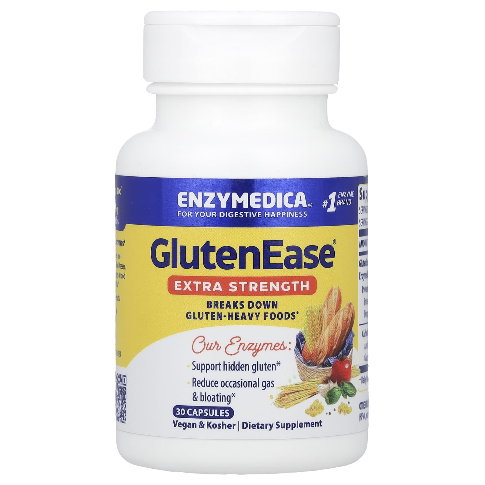 

Enzymedica, GlutenEase®, Екстра Сила, 30 Капсул