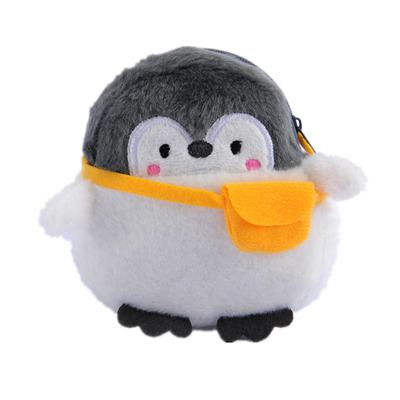 Simpatico mini portafoglio in peluche con pinguino Portamonete morbido in peluche con pinguino a energia positiva