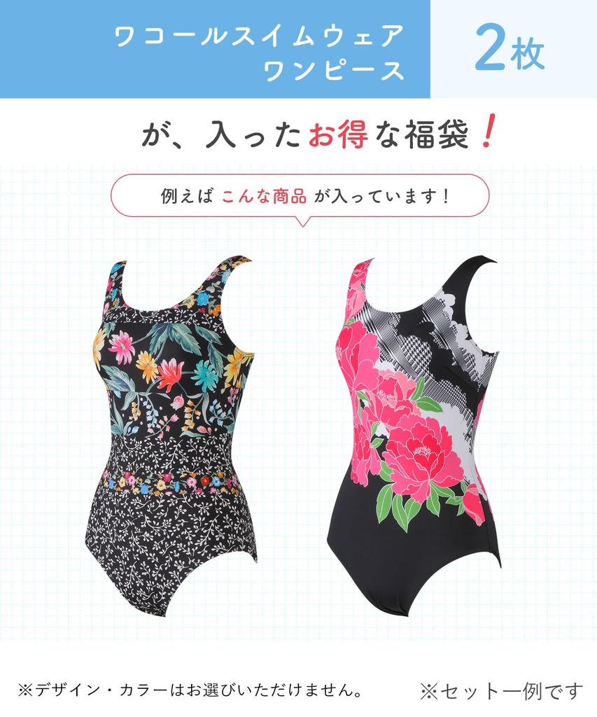One Piece Swimsuit Set of 2 SWO840 Multicolor [Wacoal Swimwear] [Lucky Bag] Women's