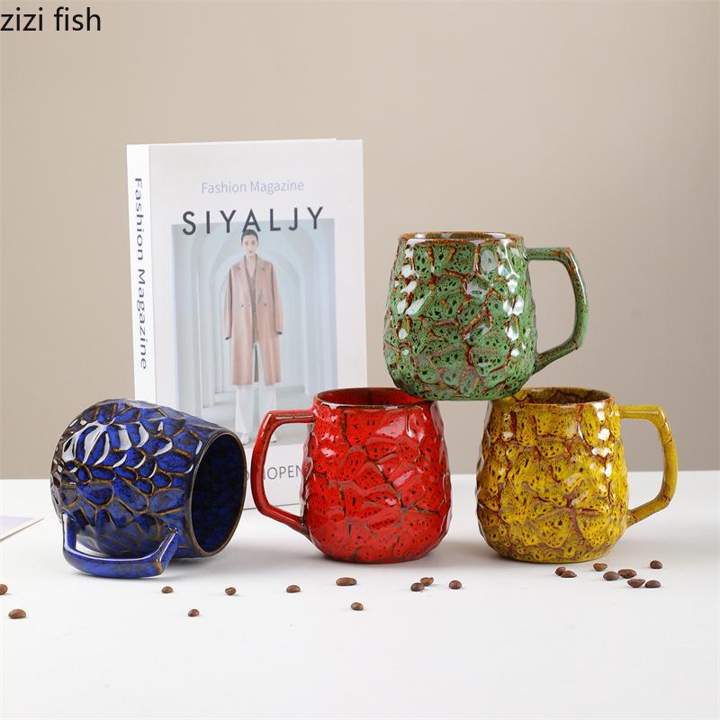 Large Capacity Water Cup Kiln Transmutation Ceramic Mug Coffee Cups Afternoon Tea Mug Breakfast Cup Beverage Mugs Coffee Mugs