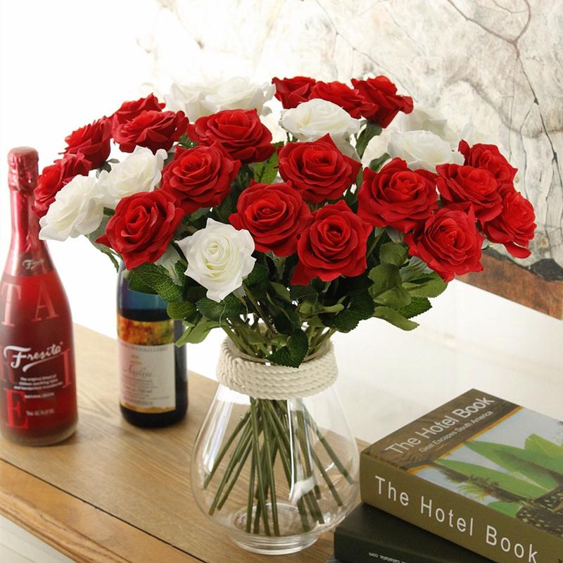 Buy 10pcs Artificial Silk Rose Flower Bouquet Fake Flowers for Wedding