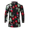 Christmas Holiday Party Men's 3D Snowflake Snowman Print Festive Atmosphere Lapel Long Sleeve Shirt Casual Slim Shirt