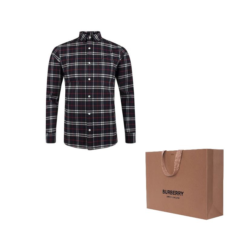 Burberry Shirts Men's Marine Blue Pointed Collar Moderate Other 80048351