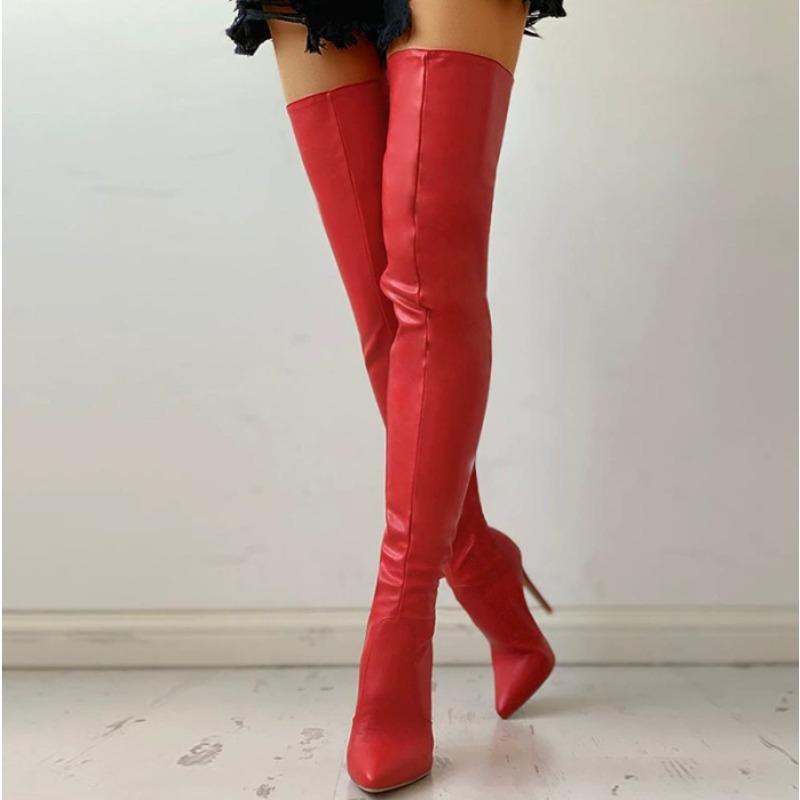 New Style Women's Boots High Heel 11cm Over Knee Boots Large Size 34-43 Back Zipper Personality Boots Zapatos Mujer