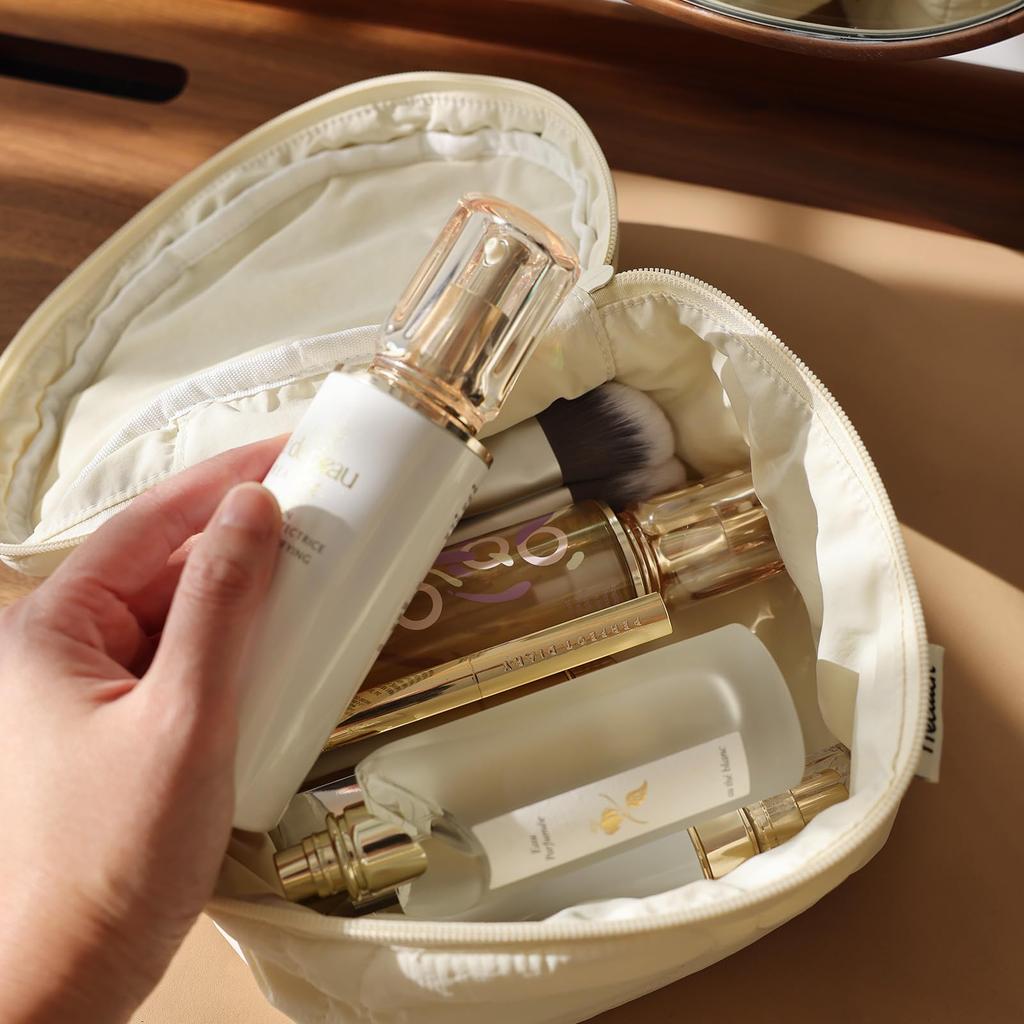 Miucatch Large Easy To Large Makeup Toiletry Pouch with 3D Cosmetic Travel Makeup Cosmetic Storage Pouch with Embroidered Inner Bag Capacity, Carry,