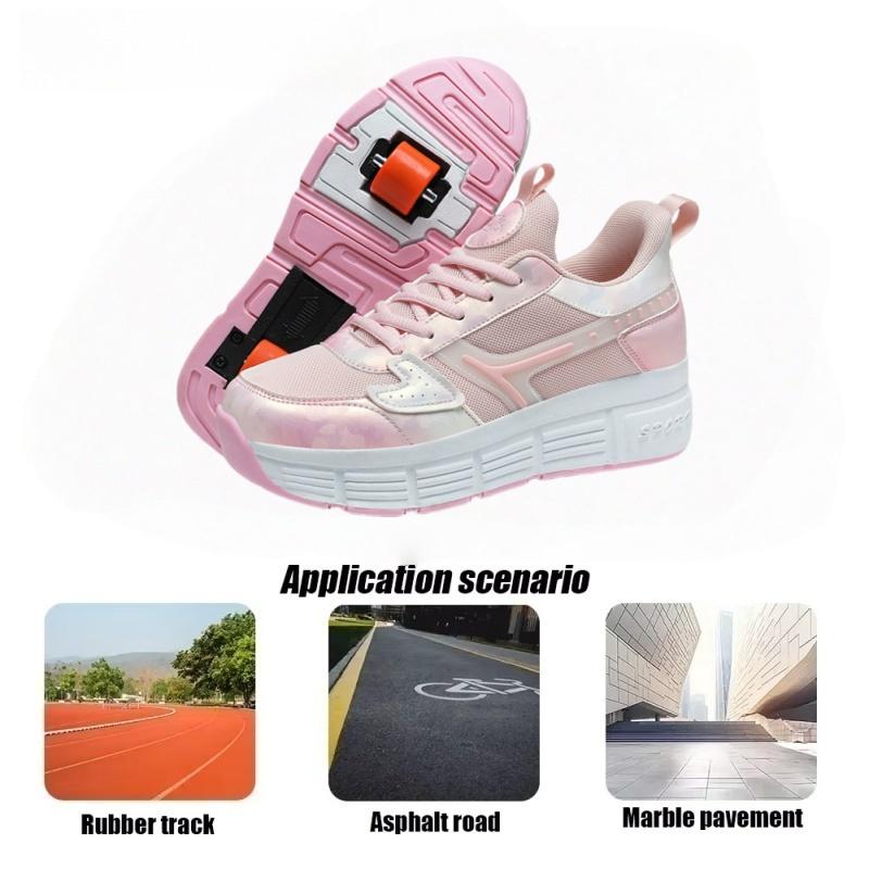 Two Wheels Children's Roller Skate Shoes For Kids Boys Girls Sports Sneakers Walking Running Wear-resistant Casual Skateboard