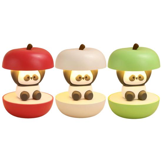 Apples Panda Night Light USB Rechargeable LED Bedside Lamp Ambient Light Christmas Festival Cute Mood