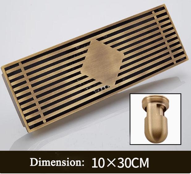 Best Selling Antique Rectangular Shower Floor Drain Bathroom Large Displacement Shower Anti-odor Toilet Floor Drain WL8549 (as the picture,Brass)