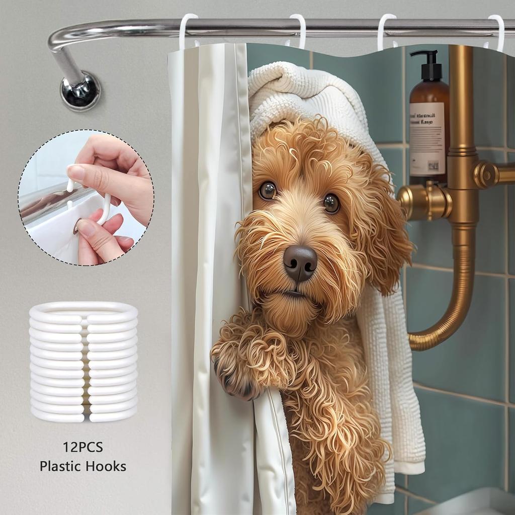 Lustige Coole Haustier Hund Duschvorhänge Niedliche Cartoon Teddy Spaß Hund Tier Scheunentor Dekor Polyester Kinder Badewanne Stoff Maschine