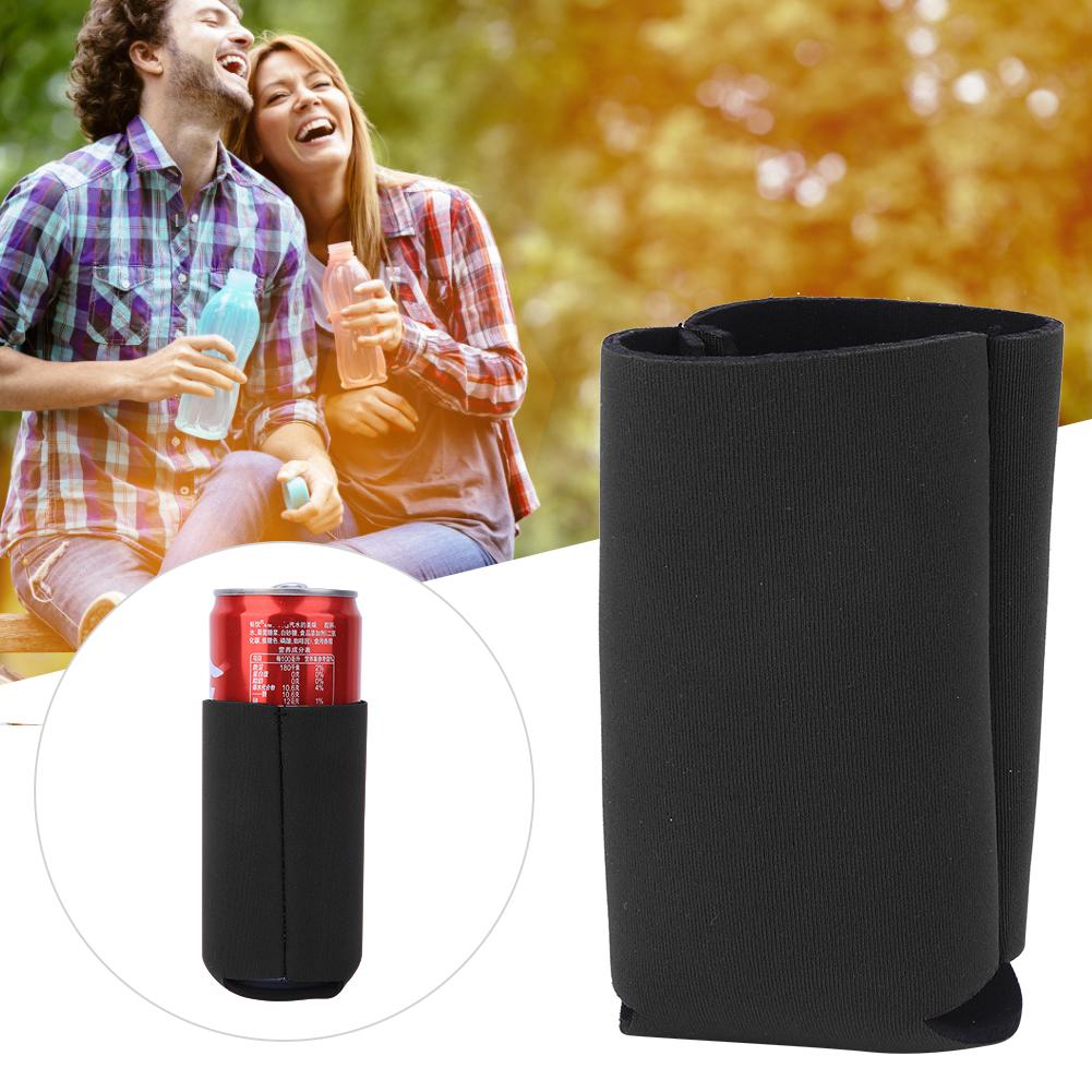 2PCS Neoprene Collapsible Outdoor Sports Water Bottle Cover Portable Cup Insulation Sleeve Bag AccessoriesBlack