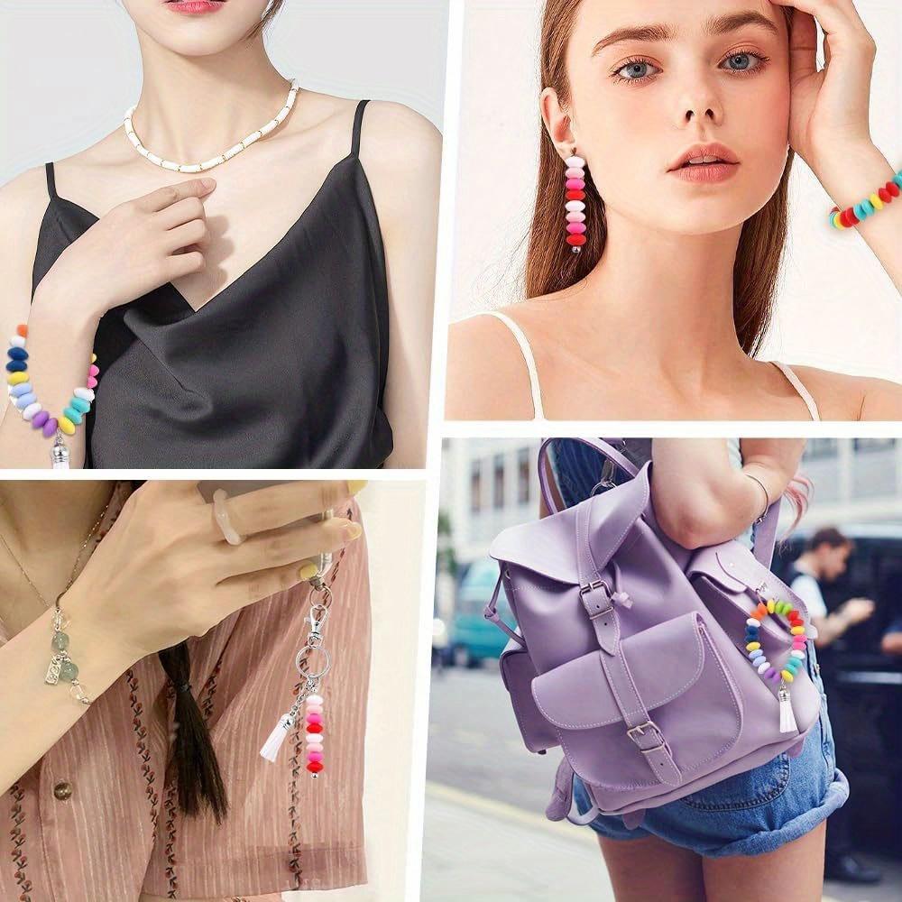 22/42/62 Silicone Bean Beads, Multi-color Silicone Bead Keychain, Spacer Bead Pen Accessories, DIY Ankle Bracelet, Earring Keychain