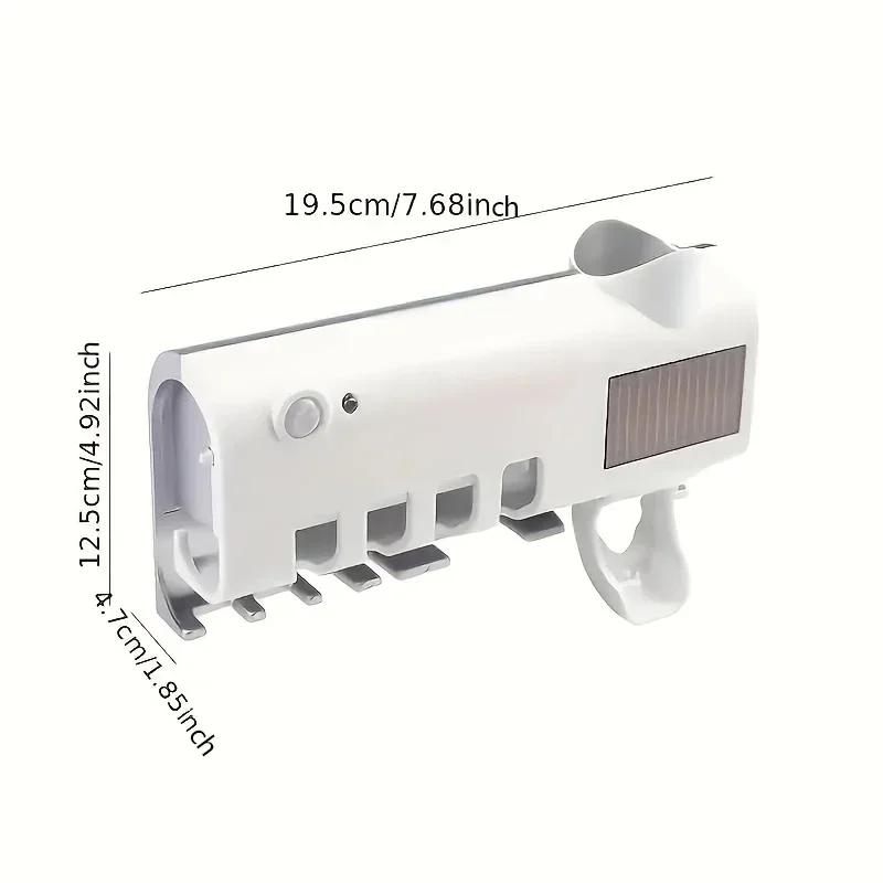 1pc/2pcs  Smart UV Toothbrush Sanitizer with Automatic Toothpaste Dispenser, Wall-Mounted UV Toothbrush Sterilizer