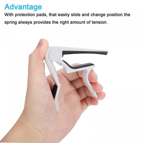 uxcell Guitar Capo, Aluminum Alloy, for Acoustic Guitar, Electric Guitar, and Bass, 80mm X 15mm X 76mm, White, 1 Piece