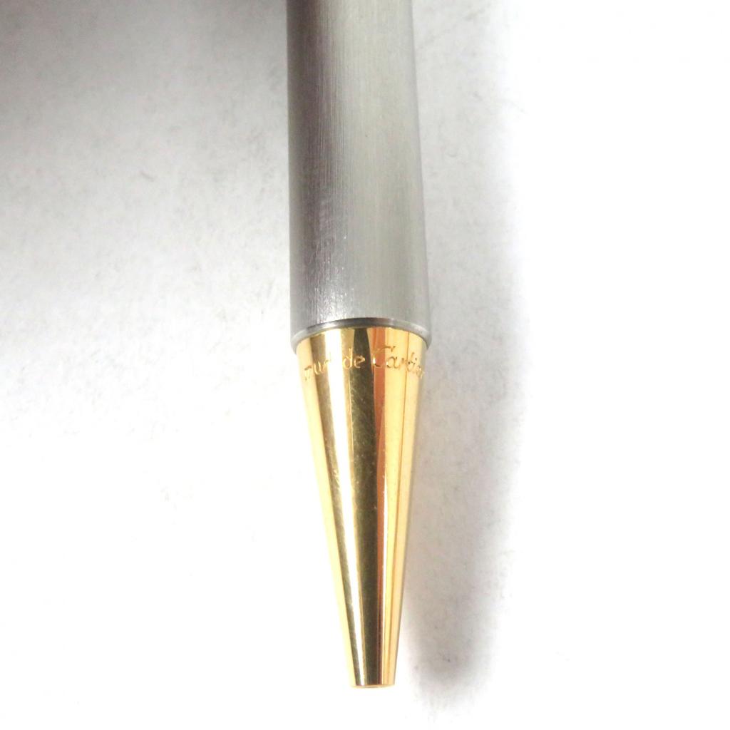Excellent Cartier Ballpoint pen Logo engraved twist style Silver gold mens Used