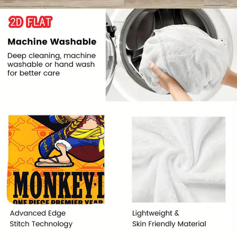 One Piece Cartoon Style Blanket Soft Flannel Lightweight Warm for Bedroom Sofa Home Use THW