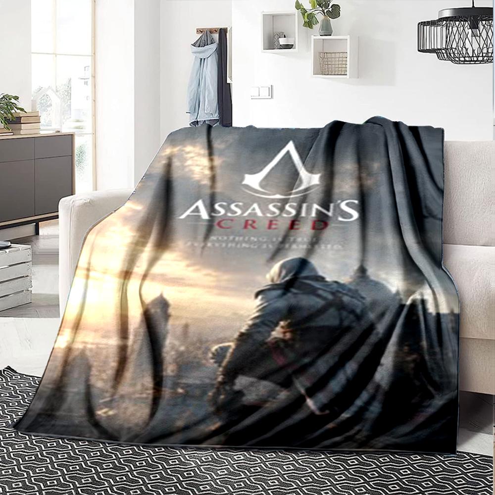 Coperta stampata con tema Assassin's Creed - Perfetta per divano, letto, viaggi e uso all'aperto | Lavabile in lavatrice, accogliente e resistente.