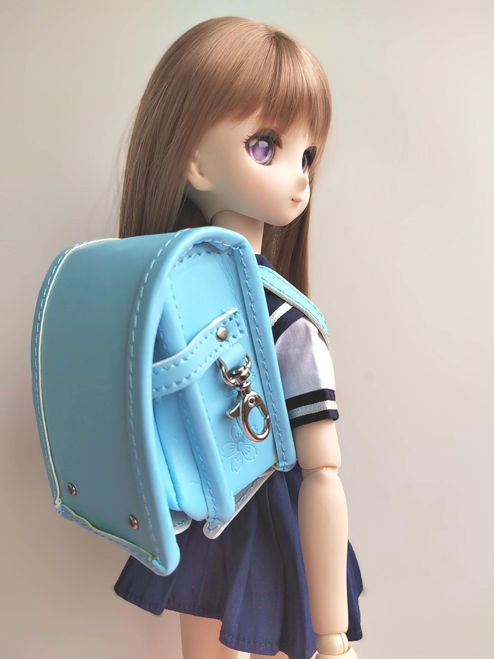 

Doll BJD and size universal size uniform school bag backpack, 1/3 1/4 bag, 3/4 bag, (blue) синий