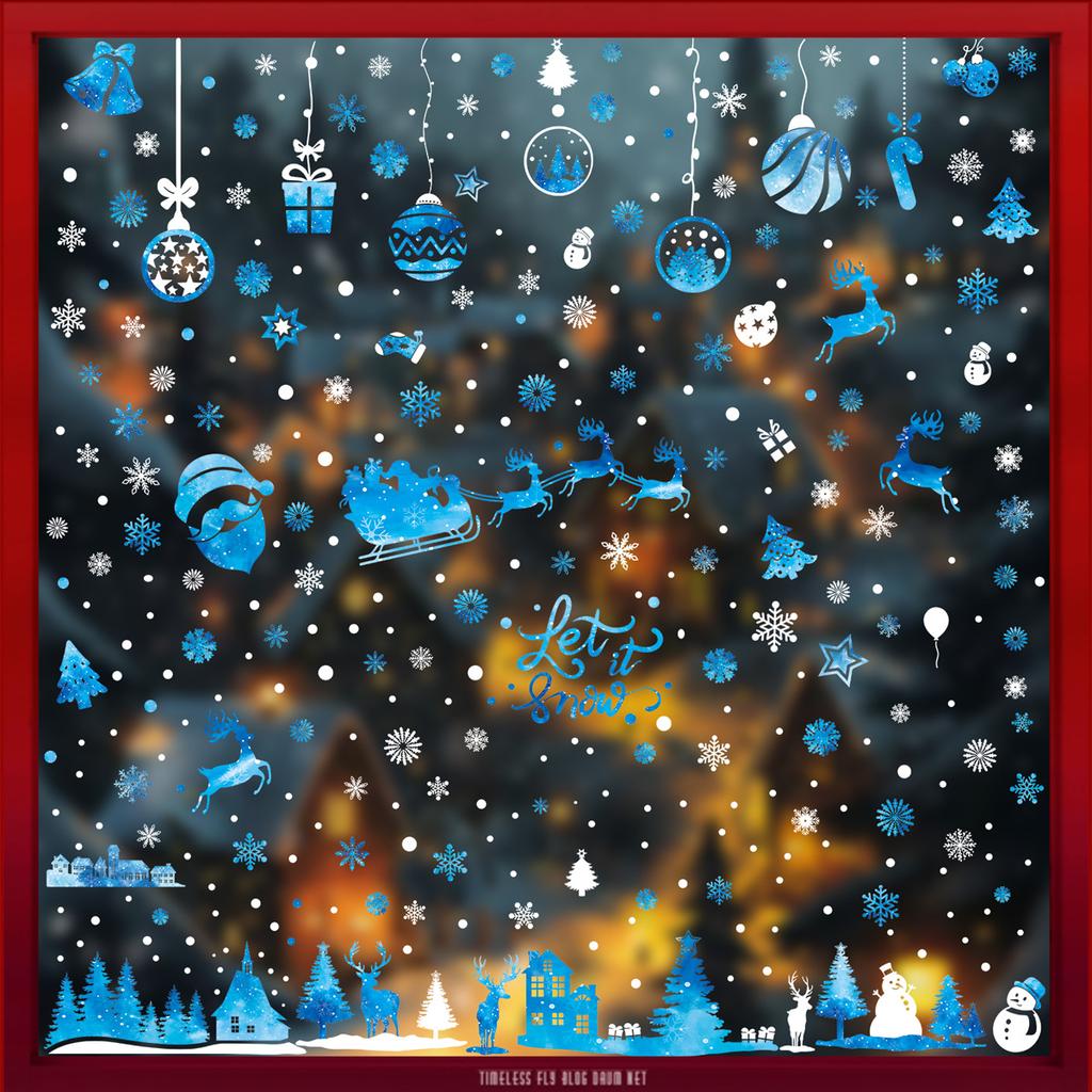 Vánoční Santa Claus Vánoční strom Nálepka na sklo Sněhová vločka Nálepky na zeď 2025 Nálepka na okno do pokoje Nový rok Domácí dekorace