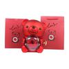Custom Engraved Name Necklace Teddy Bear Eternal Rose Gift Box with Rotate Rose Jewelry Box for Girl Valentines Christmas Gifts