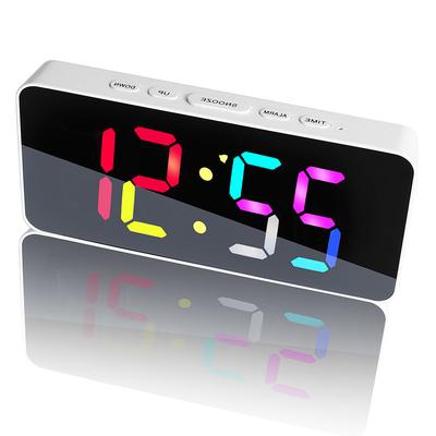 Bunte kreative elektronische Uhr Fantasy Farbwechselnde Spiegeluhr Studentenschlaf-Wecker Digitale Uhr