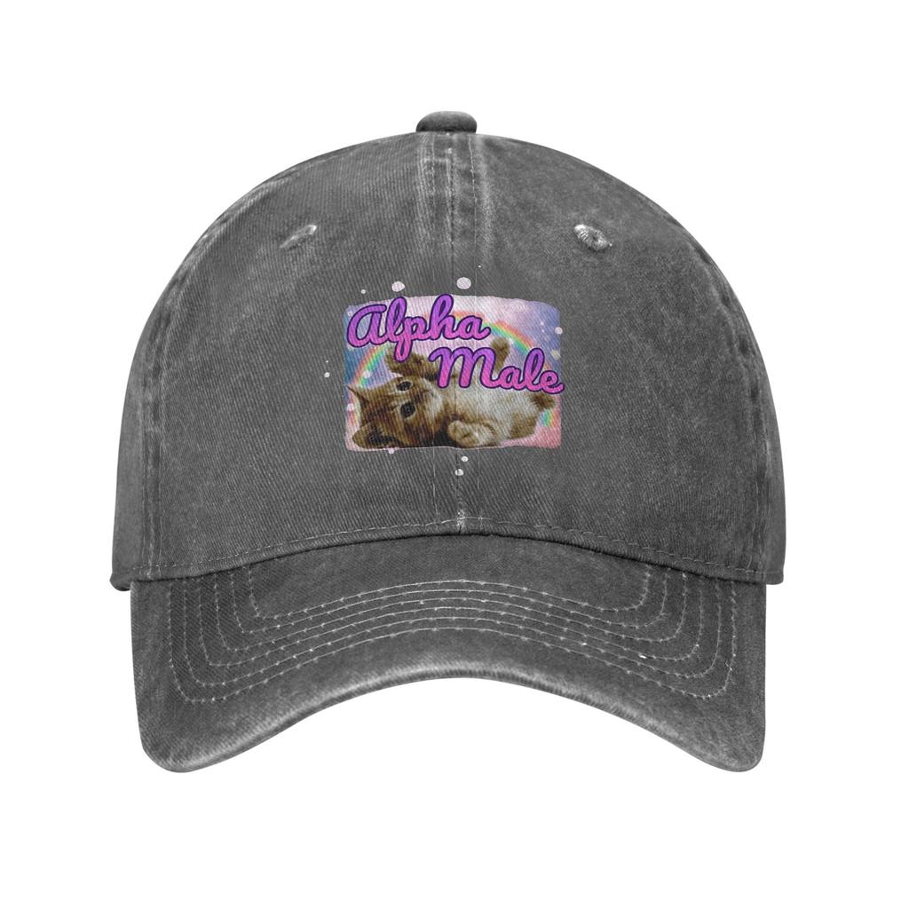 Summer Alpha Male Cat Kitten Funny Meme Baseball Cap Sun  Dropshipping Print Washed Trucker Hat UnisexTeens Fitted Baseball Cap