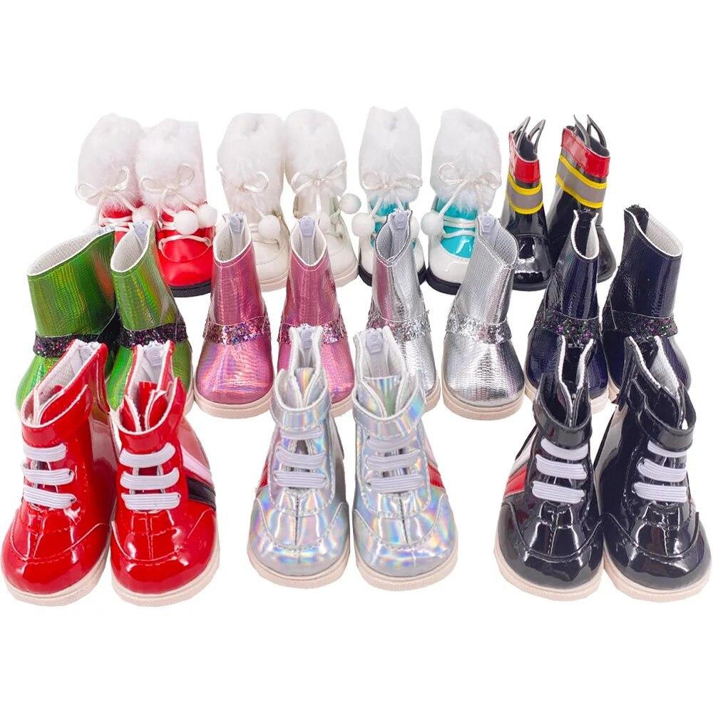 Doll Shoes Boots Handmade Plush Boots 7cm Shoes for 18 Inch American 43cm Baby Born Doll Accessories