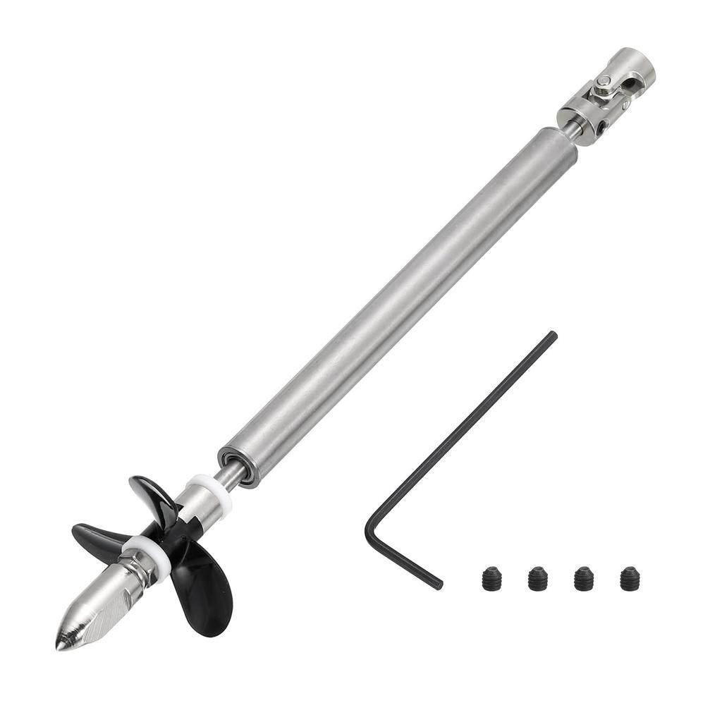 uxcell RC Boat Drive Shaft W Propeller and Universal Joint Assembly Kit, 130mm L Shaft, 80mm L Sleeve, 36mm D Three Propeller, 5mm Motor Shaft