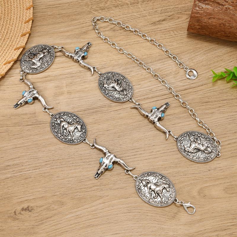 Bohemian Style Turquoise Decorated Women'S Waist Chain Body Chain Jewelry  Accessory