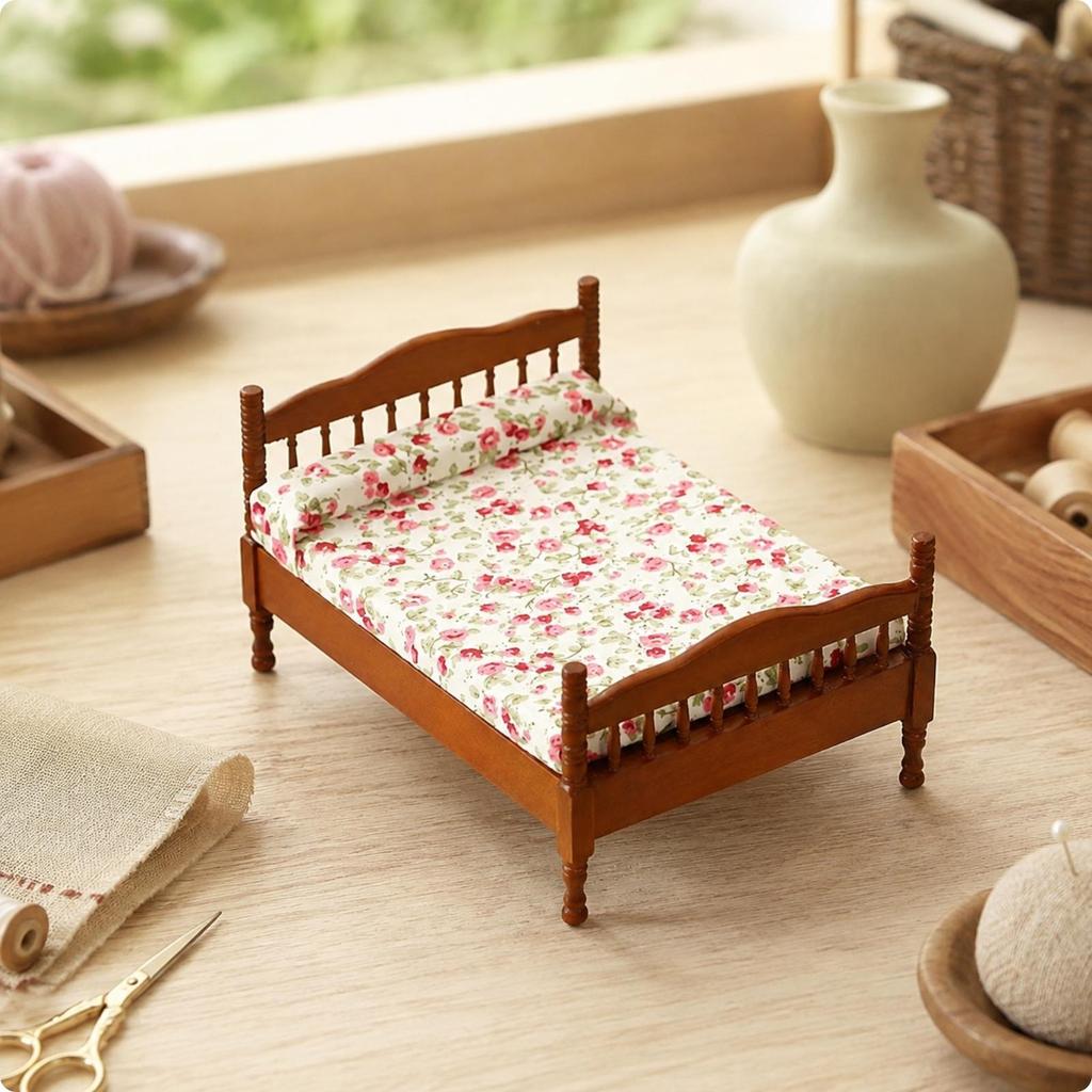 1:12 Scale Dollhouse Four-Post Bed Detailed Diorama Supply Versatile