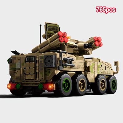 765pcs Anti-Aircraft Artillery Vehicle Building Blocks Military Series Car Assemblage Model Bricks Kid's Toys No Box