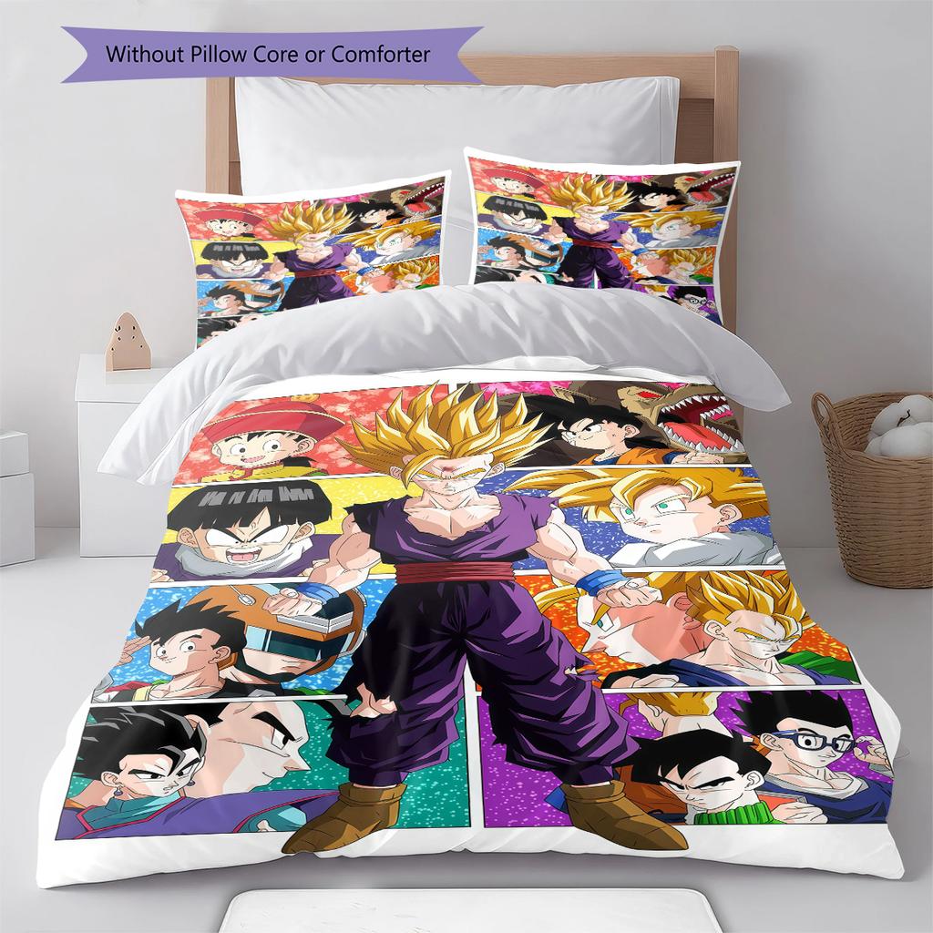 Biancheria da letto con motivo Son Goku, Set piumone Copripiumone Federa Regalo di compleanno per la casa (1 * copripiumino + 2 * federa, senza nucleo)