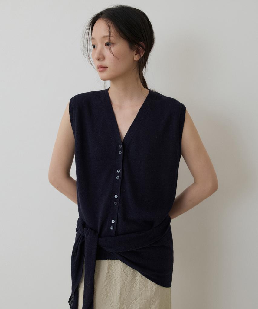 TOWAV Ella Scarf Knit Vest_Navy