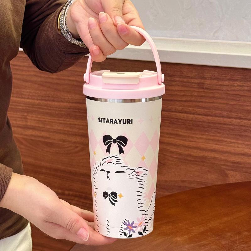 SITARAYURI 560ml Coffee Cup Stainless Steel Ice Tumbler Large Capacity Car Insulation Cup Portable Vacuum Insulated Straw Cup 560ml