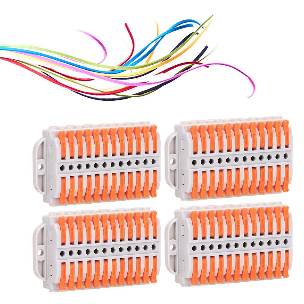 4Pcs Compact Wire Conductor ABS Copper Flame Retardant Quick Conductors Terminal Block