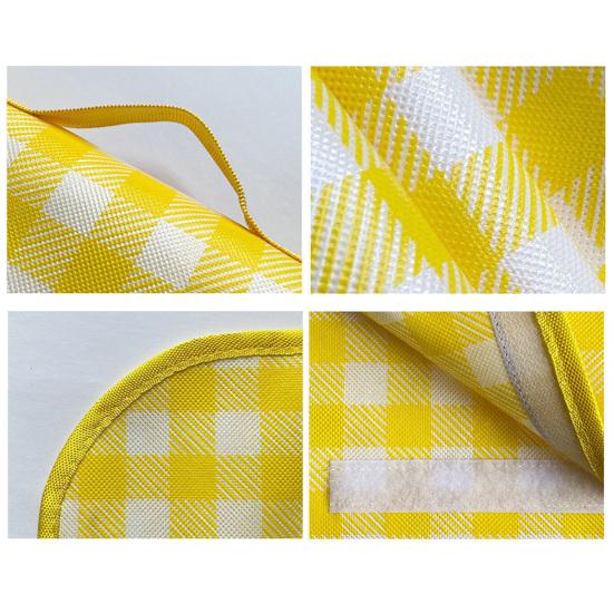 Foldable Picnic Mat Waterproof Sand Blanket Extra Large Picnic Rug Healthy Odor-Free Fabric Yellow Red Stripe Blanket for Beach