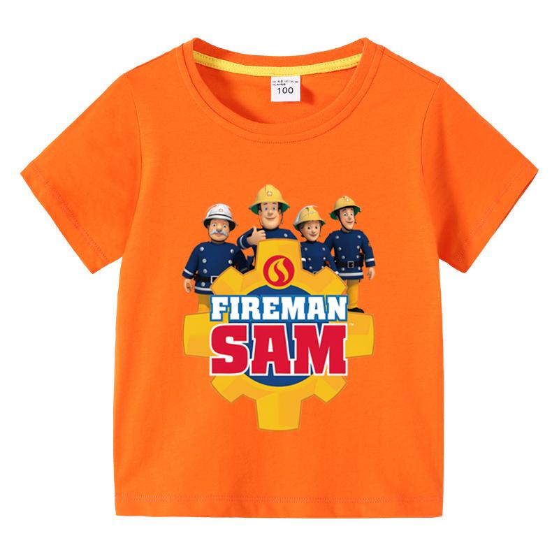Anime Kids Tee Shirts Fireman Sam Graphic T Shirt for Boys Clothing Pop Hot Sale Girls Short Sleeved T-shirt Funny Kid Y2k Tops
